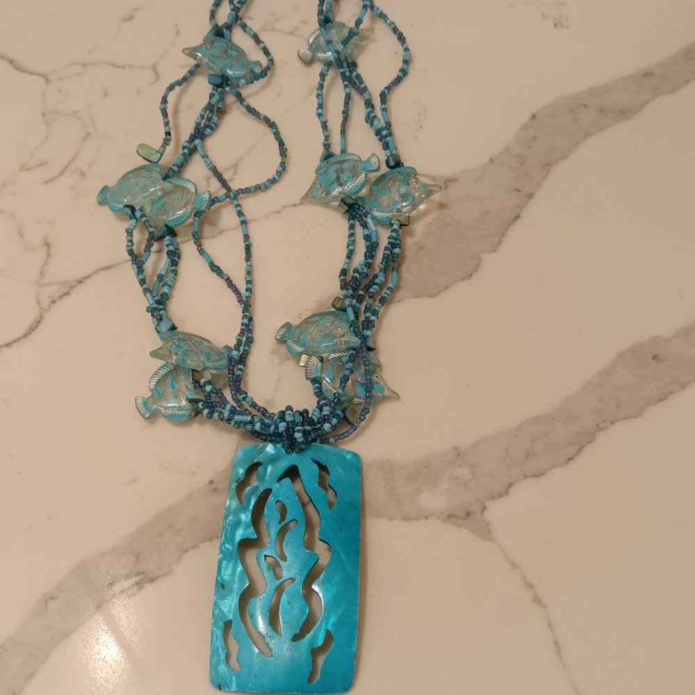 Stunning Turquoise Colored Statement Necklace - image 1